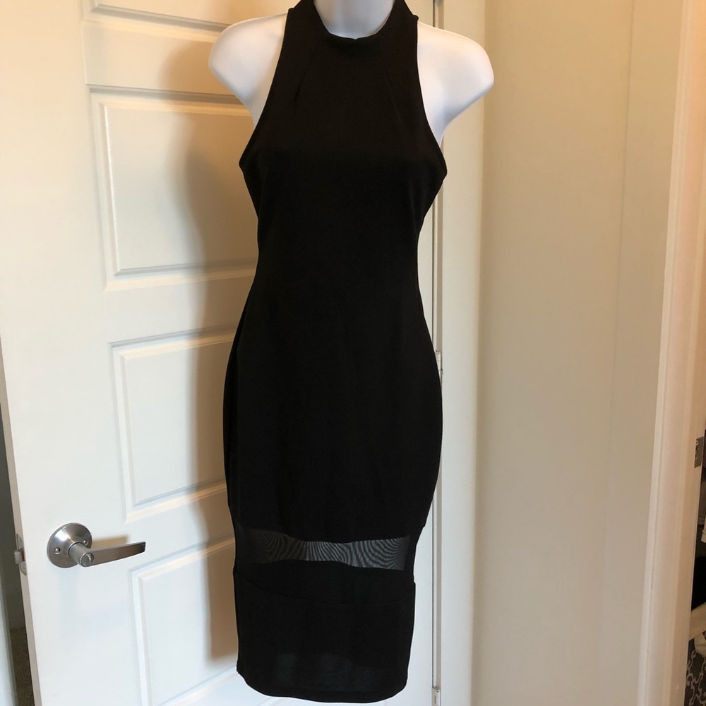 BLACK BODYCON MIDI DRESS